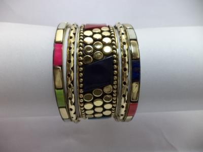 Brass And Resin Bangle Set (5Pcs)